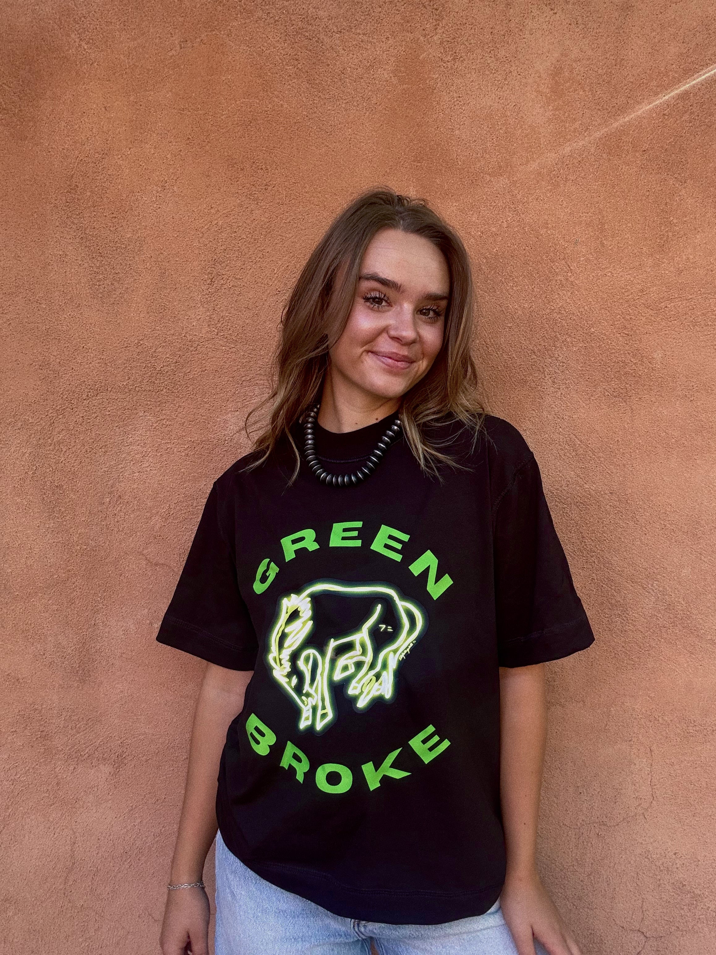 GREEN BROKE T SHIRT